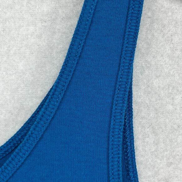 EILEEN FISHER Tank Top M Organic Cotton Ribbed Cami Scoop Neck Sleeveless Blue - Picture 7 of 11